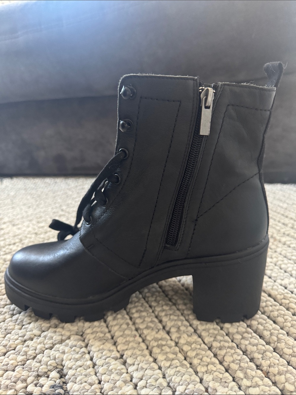 NWOT - Splendid - Mady Black Zip-Up Lug Combat Boots - size 9 - Picture 4 of 5